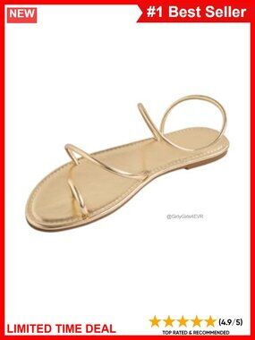 GORGLITTER Women's Strappy Flat Sandals Dressy Thong Flip Flops